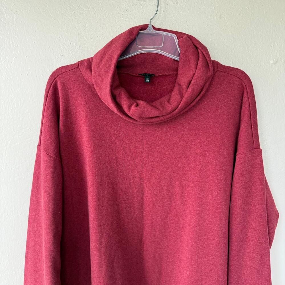 Talbots size 3X plus super soft red cowl neck collar sweatshirt - Picture 3 of 8
